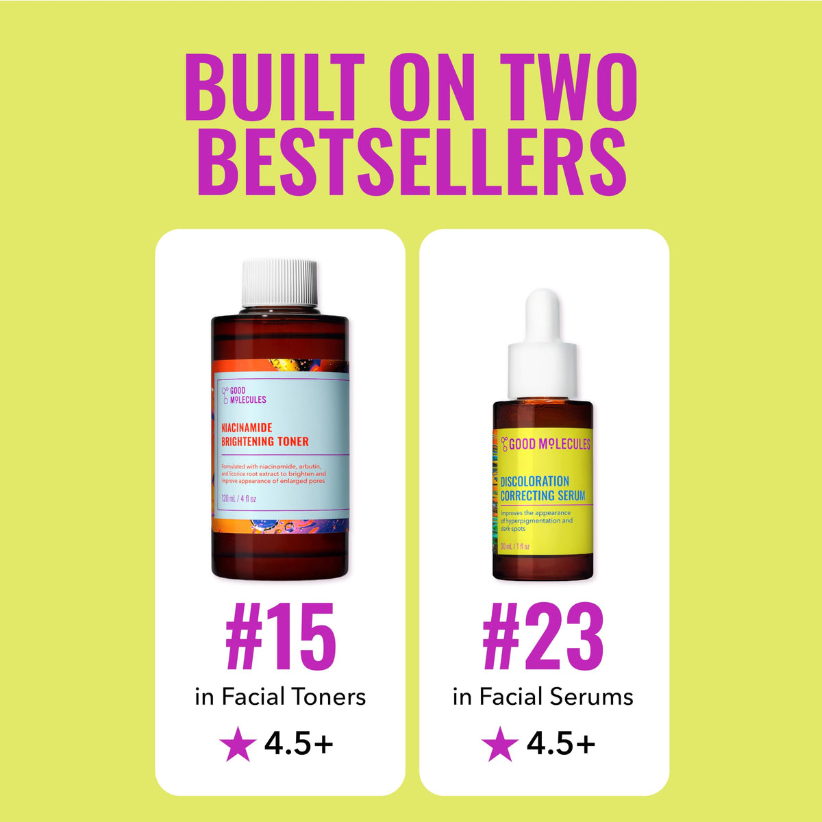 Good Molecules toner and serum with fresh flowers