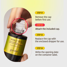 GOODAL Green Tangerine Vita C 15 Ampoule application on skin