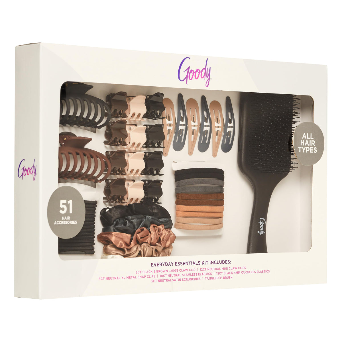 GOODY Hair Accessories Kit front view with assorted hair ties and clips