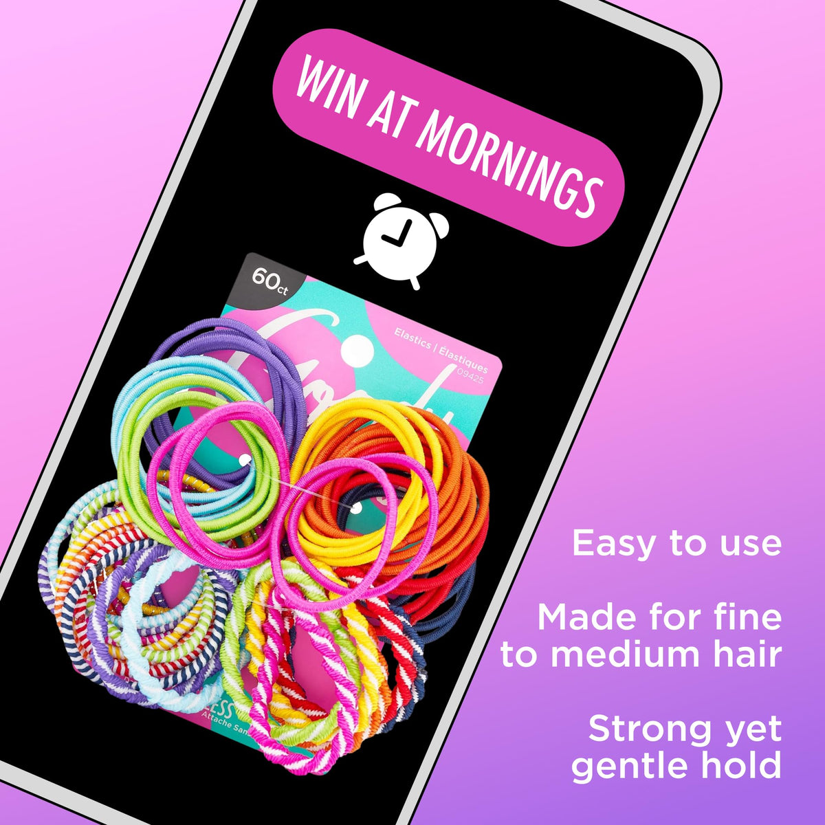 GOODY Kids Ouchless Elastic Hair Ties assorted colours on a table