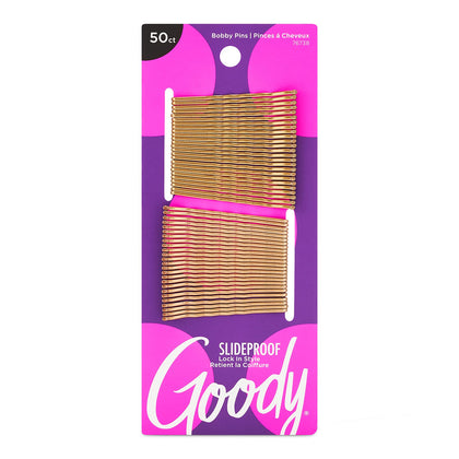 GOODY SlideProof Bobby Pins 50 Ct Metallic Blonde front view