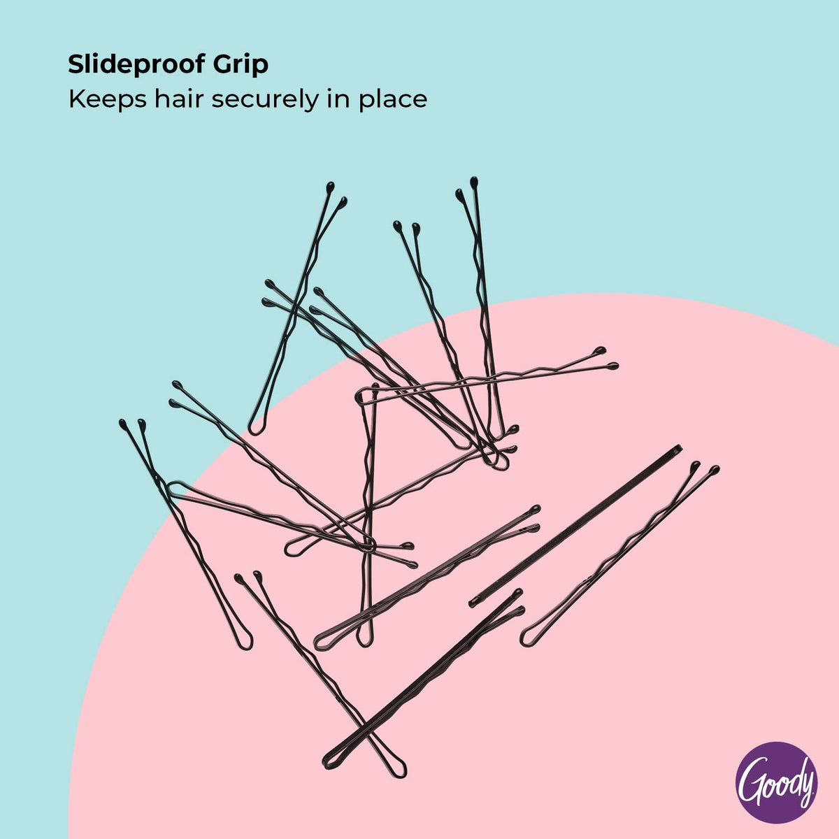 GOODY SlideProof Bobby Pins in use on hair