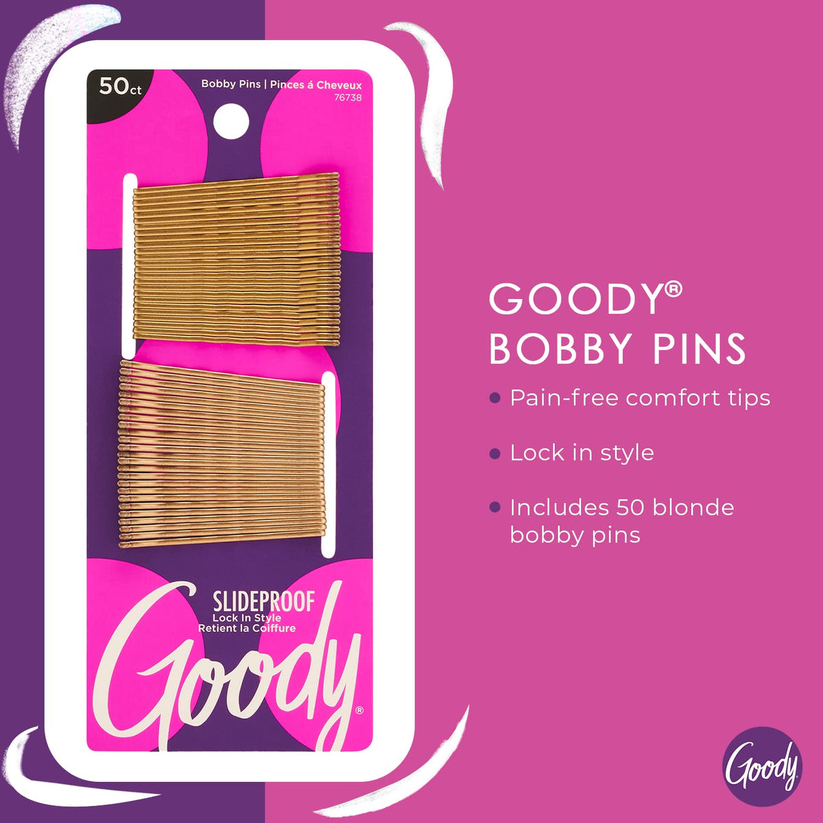 GOODY SlideProof Bobby Pins packaging side view