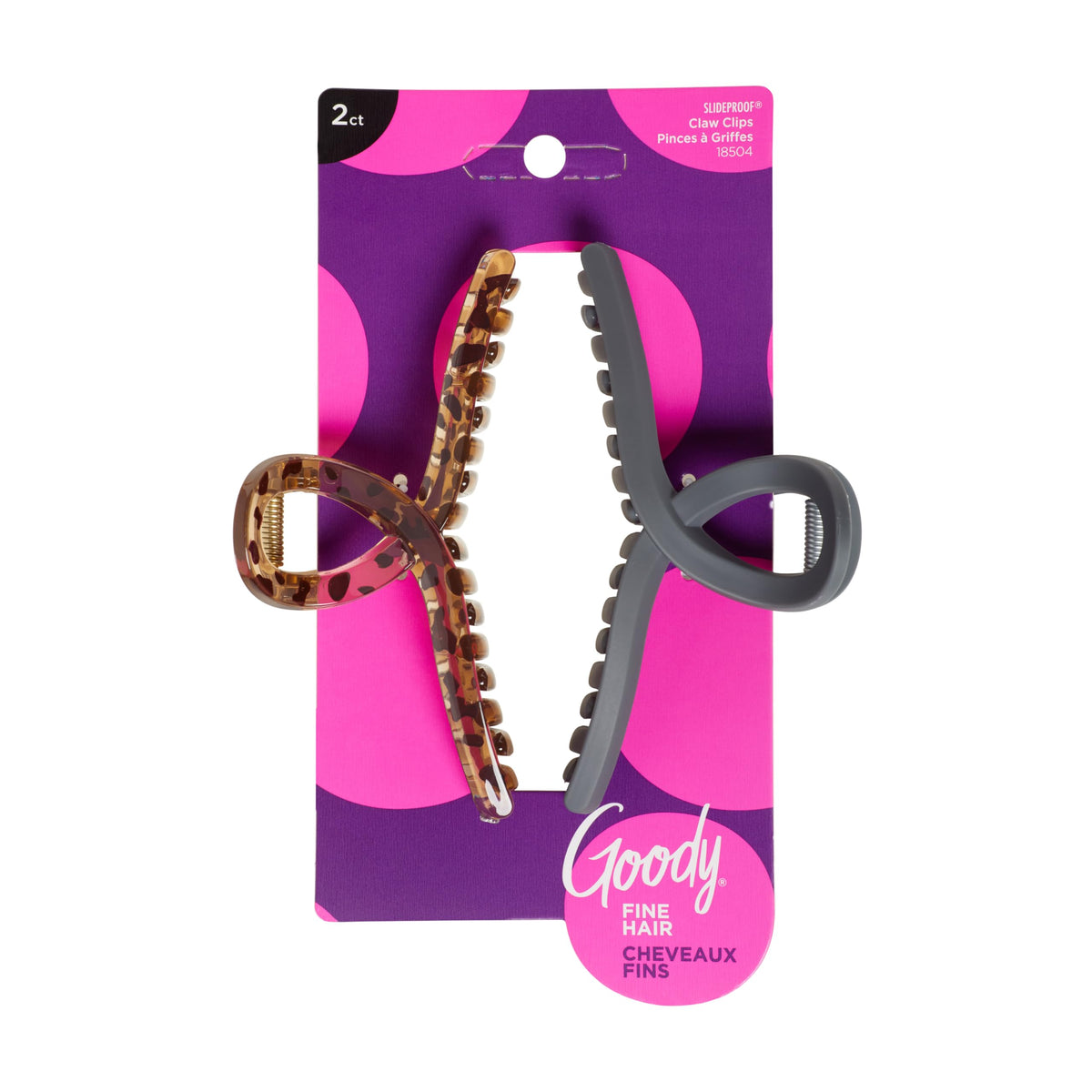 GOODY SlideProof Ribbon Claw Clips in black front view