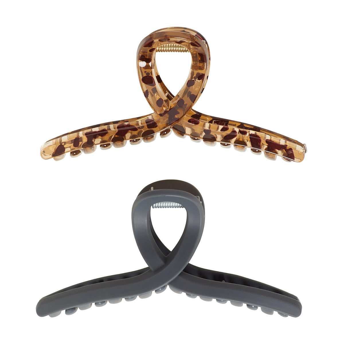 GOODY SlideProof Ribbon Claw Clips in tortoise shell front view