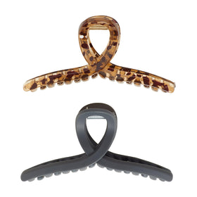 GOODY SlideProof Ribbon Claw Clips in tortoise shell front view