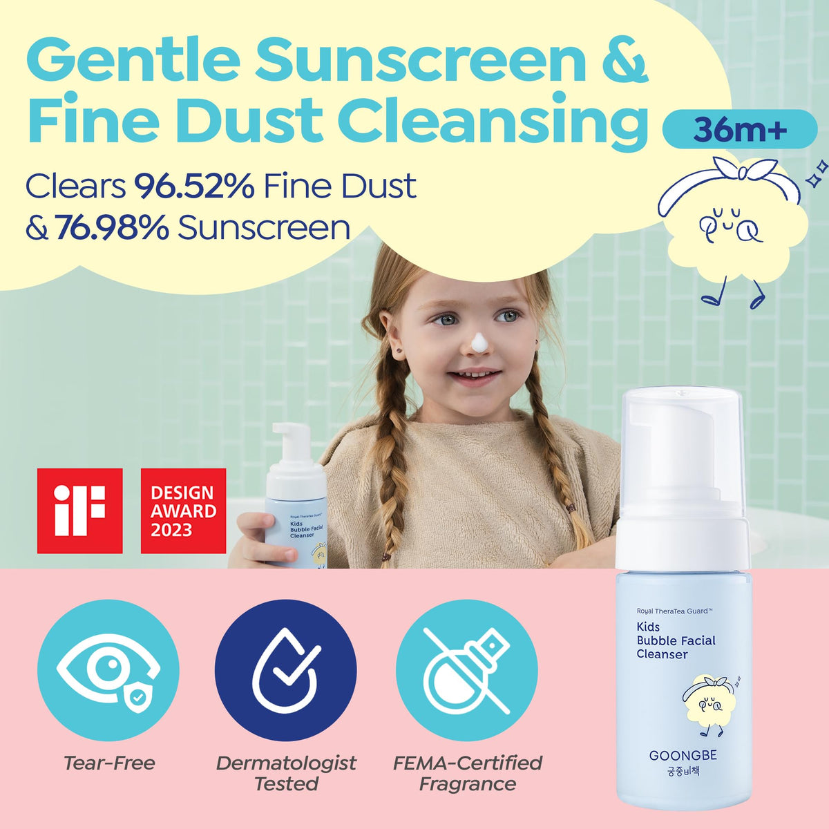 GOONGBE Kids Bubble Face Wash back view showing ingredients