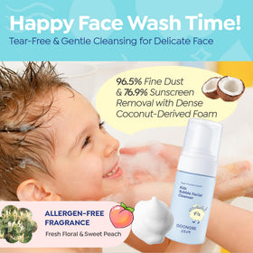 GOONGBE Kids Bubble Face Wash with bubbles on a child's hand