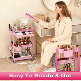 Goovilla Rolling Makeup Organizer Cart close-up of wheels
