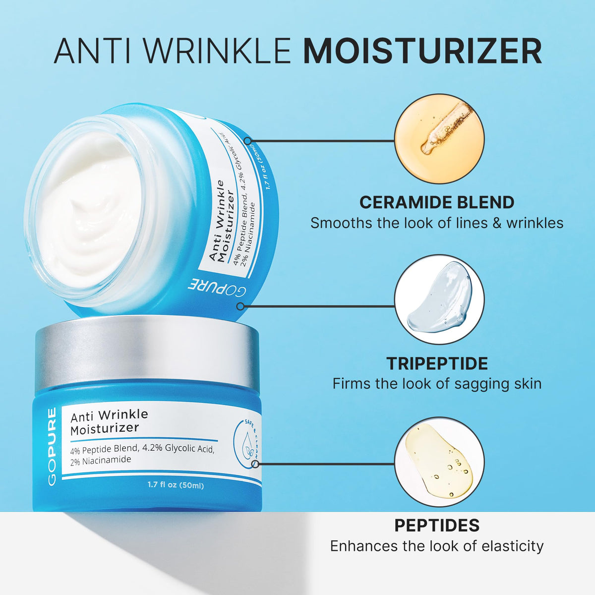 goPure Glyco-Peptide Anti Wrinkle Face Cream texture close-up
