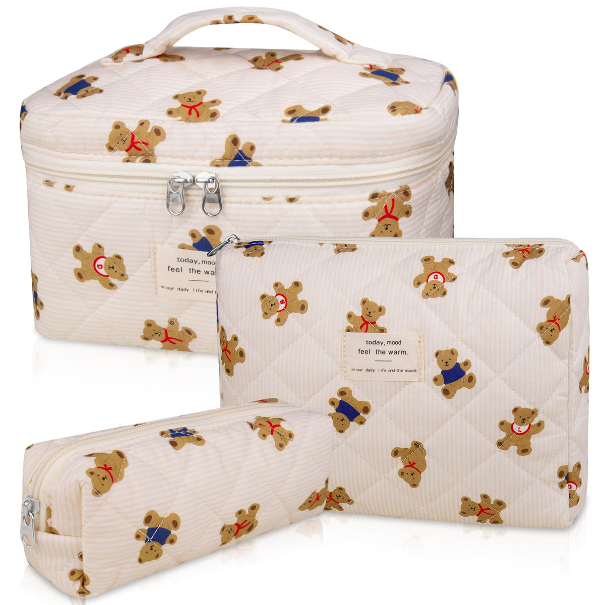 Gosect 3PC Makeup Bag Set featuring floral design, large size