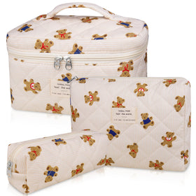Gosect 3PC Makeup Bag Set featuring floral design, large size
