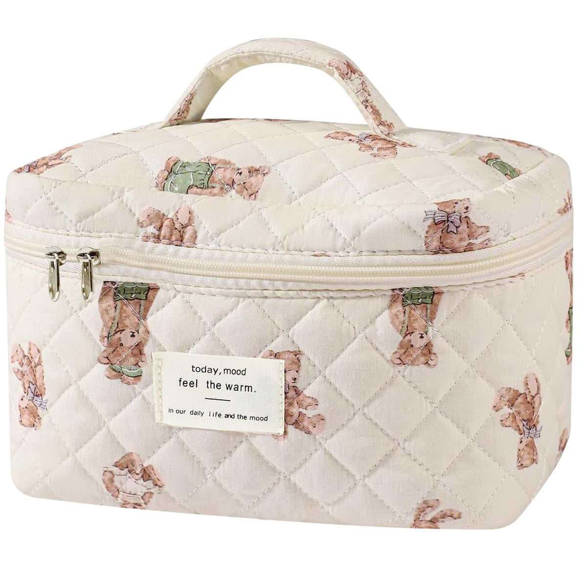 Gosect Large Makeup Bag in floral design front view
