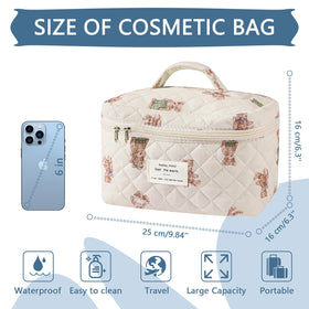 Gosect Large Makeup Bag open showing cosmetics inside