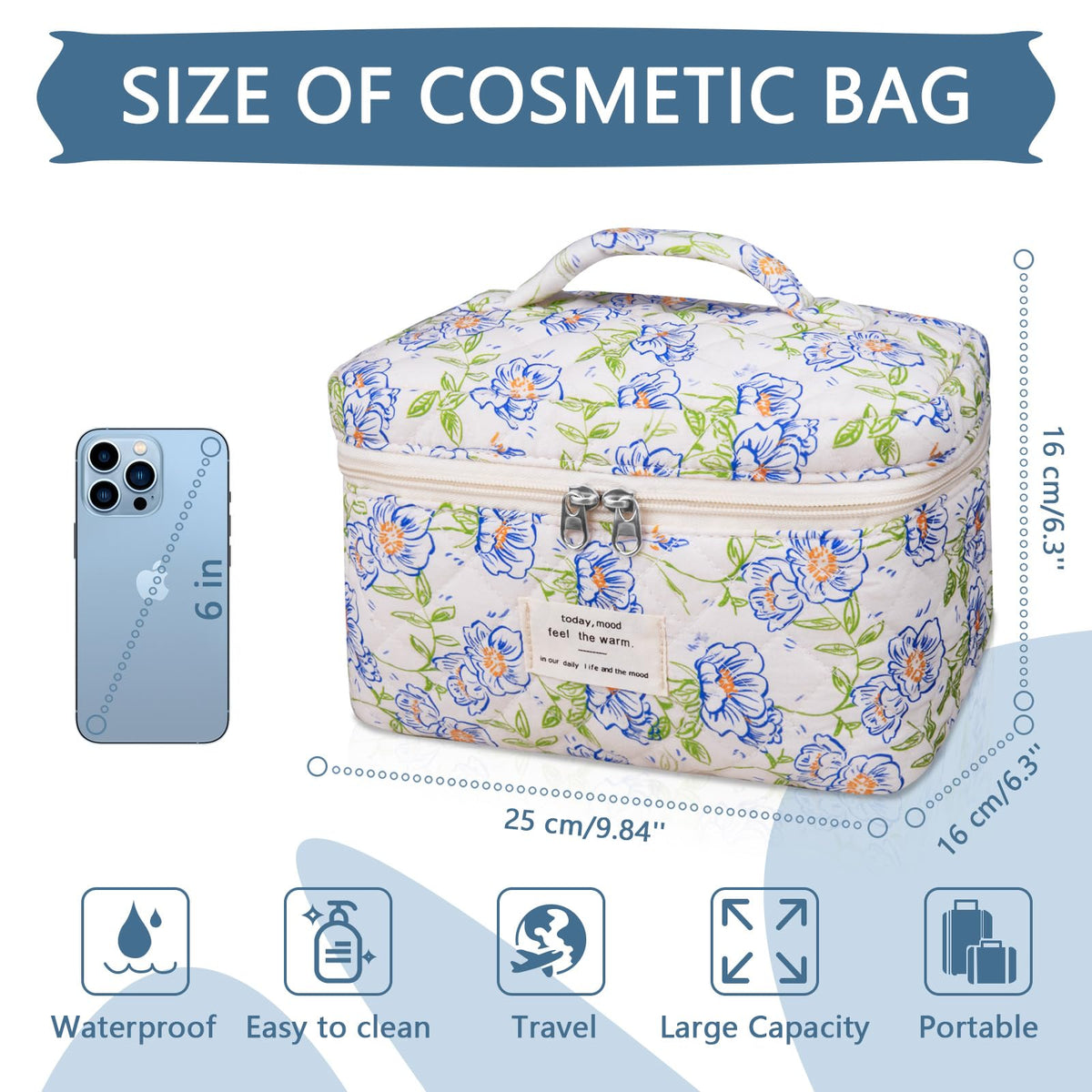 Gosect Large Makeup Bag open showing spacious interior