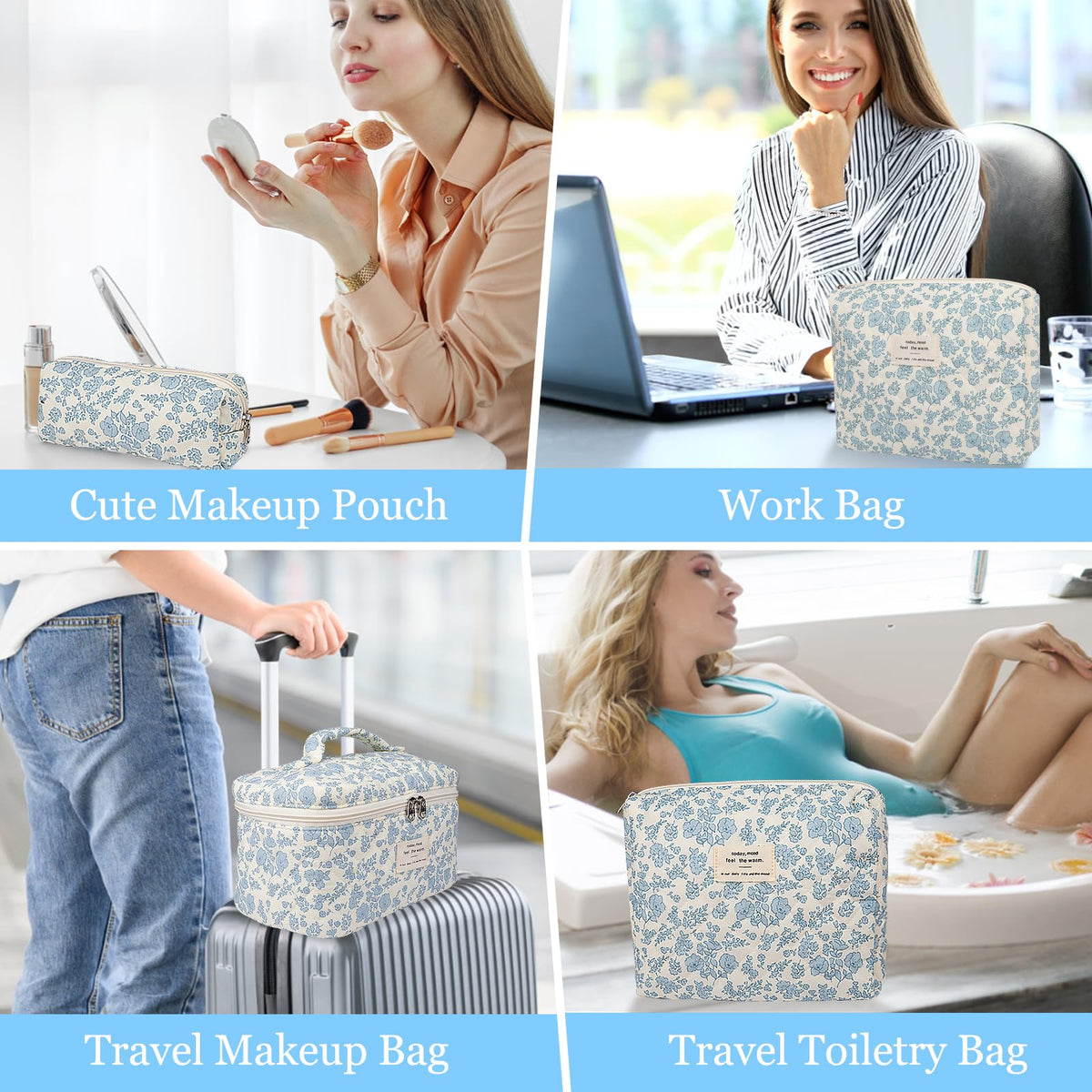 Gosect Large Makeup Bag Set in travel setting