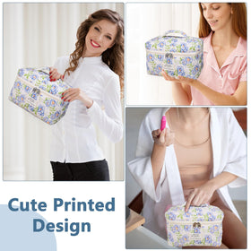 Gosect Large Makeup Bag side view with floral pattern