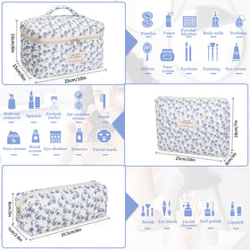 Gosect Makeup Bag Set medium floral cosmetic bag side view