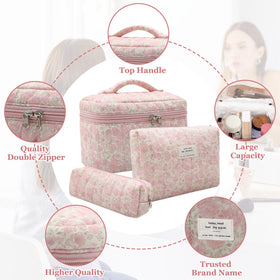 Gosect medium floral cosmetic bag, top view