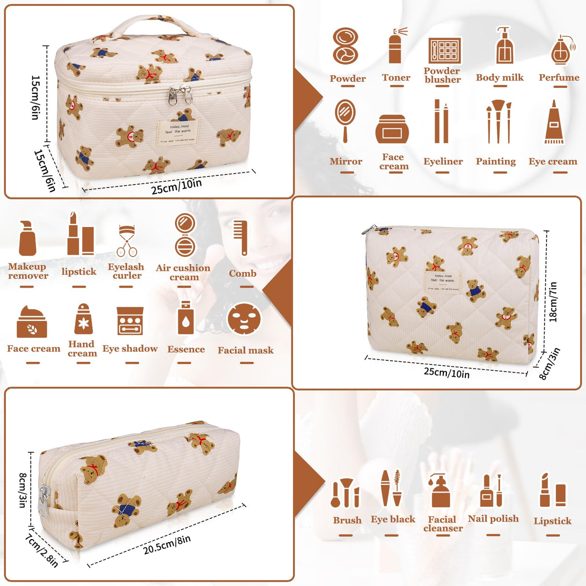 Gosect medium floral makeup bag from the 3PC set