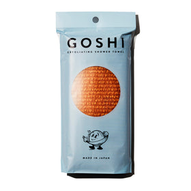GOSHI Exfoliating Shower Towel front view in orange