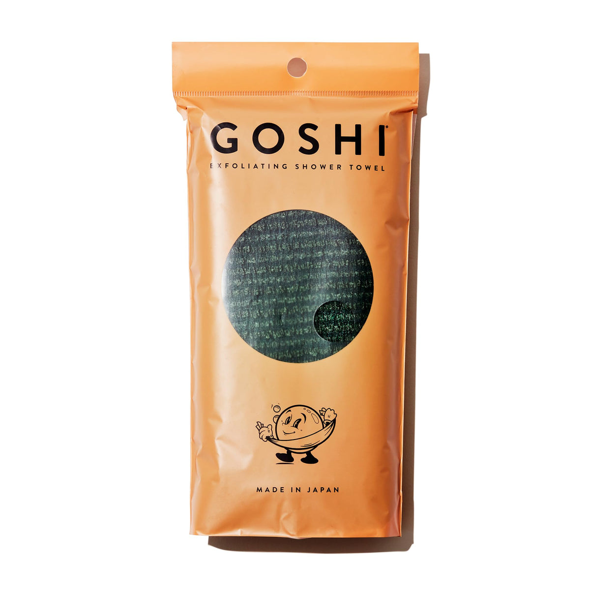 GOSHI Exfoliating Shower Towel green front view