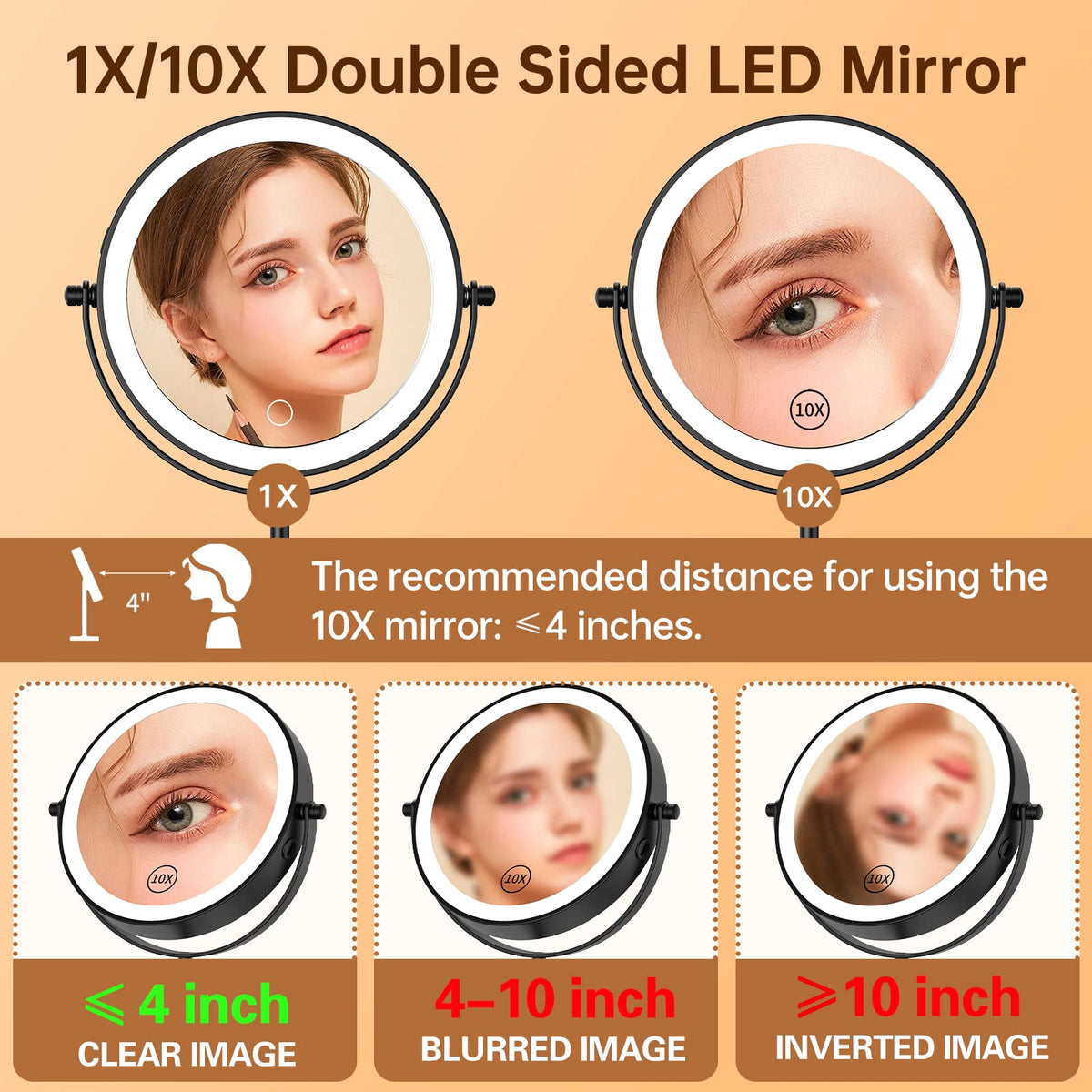 Gospire 7-inch lighted makeup mirror in a bathroom setting