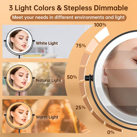 Gospire 7-inch lighted makeup mirror with three colour light settings