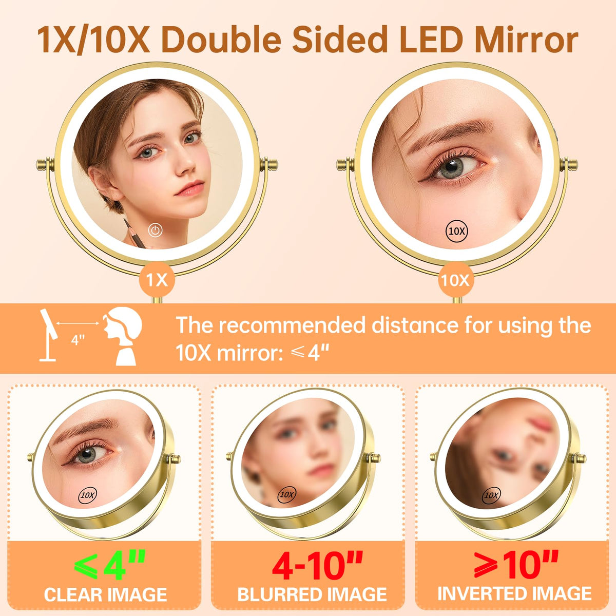 Gospire 7-inch mirror with three colour light settings