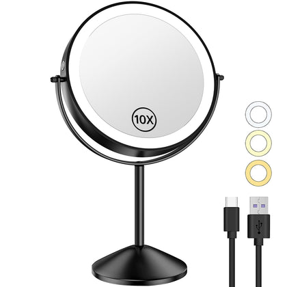 Gospire 8-inch lighted makeup mirror front view with touch sensor