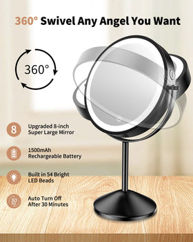 Gospire 8-inch lighted makeup mirror in a lifestyle setting