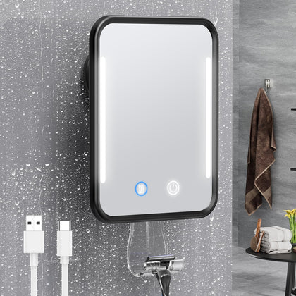 Gospire Heated Shower Mirror front view with LED lights