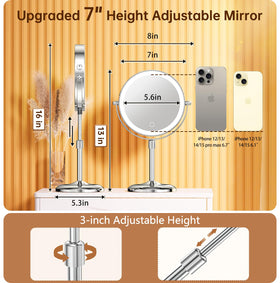Gospire Lighted Makeup Mirror showing 1X and 10X magnification