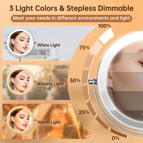 Gospire Lighted Makeup Mirror side view demonstrating 360° rotation