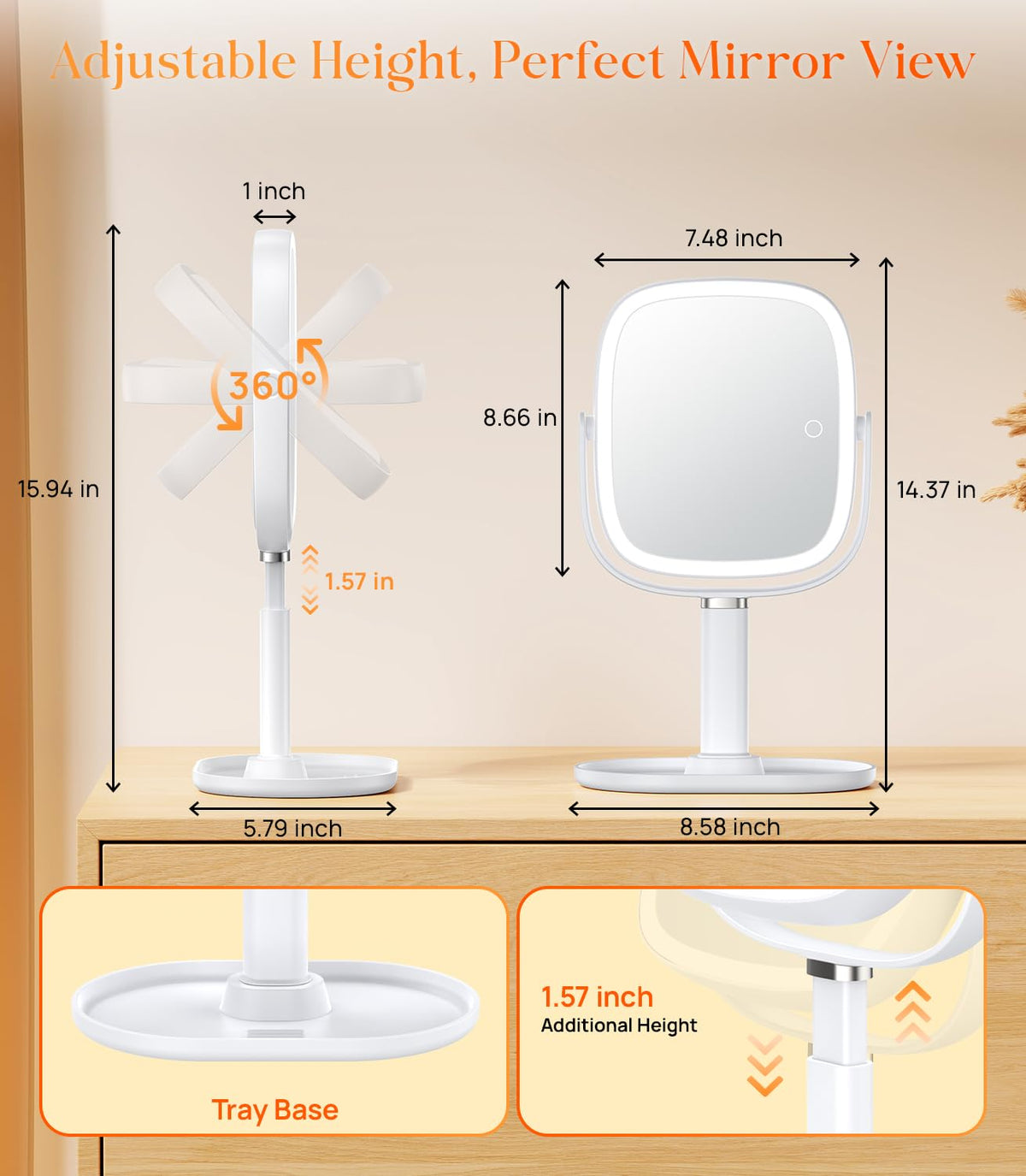 Gospire makeup mirror showing 1X and 10X magnification sides