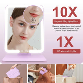 Gospire Travel Makeup Mirror showing three light modes