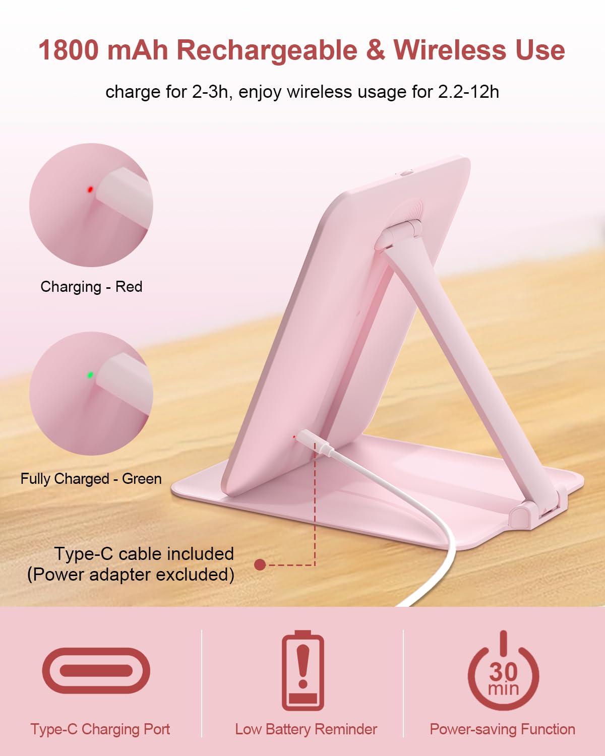 Gospire Travel Makeup Mirror side view showing dimensions
