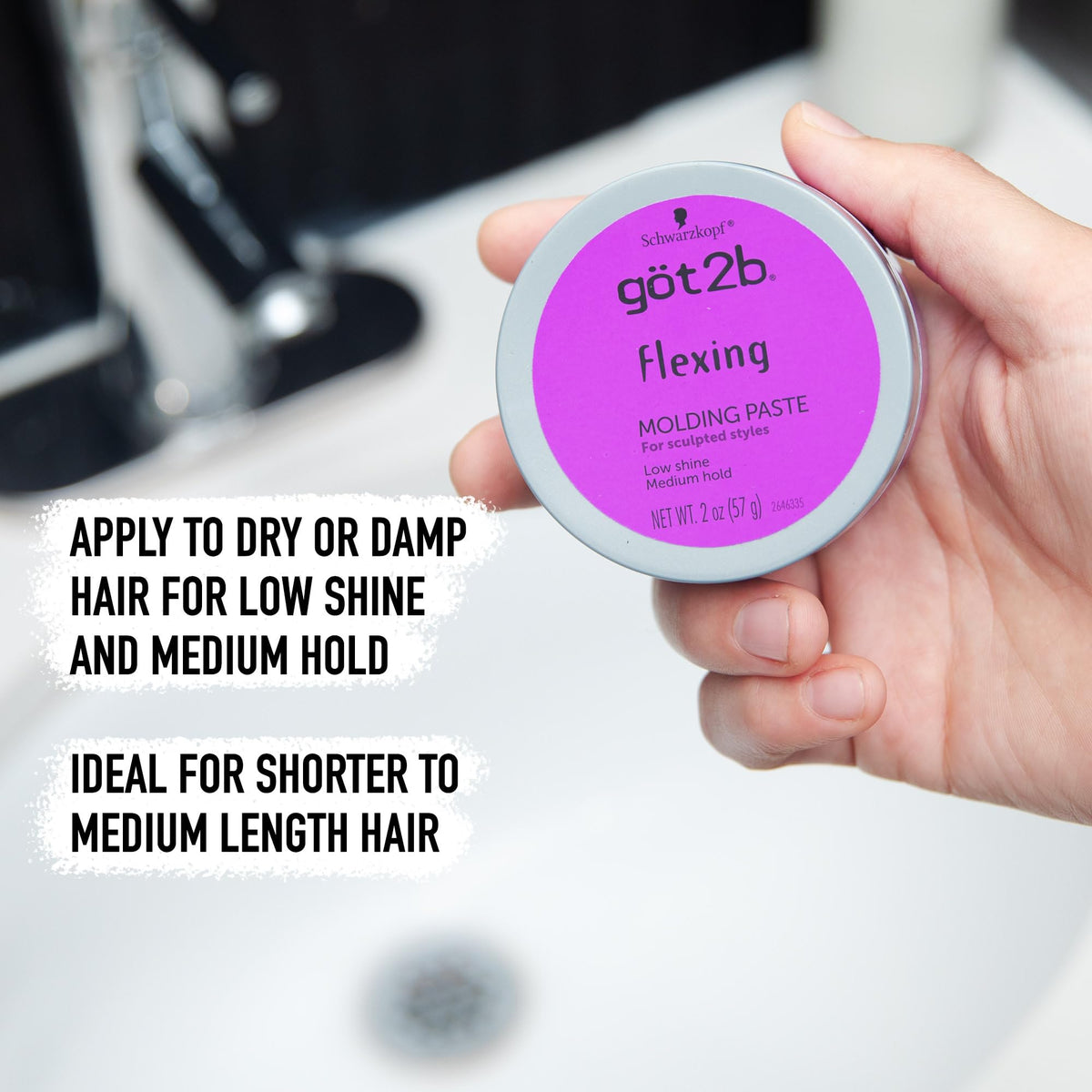 Got2B Flexing Molding Paste 2 Fl Oz on a styling table