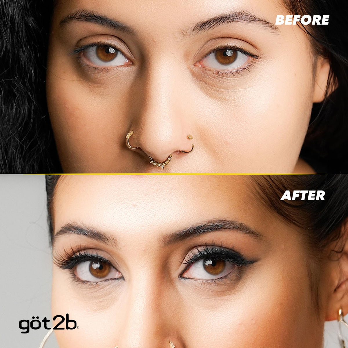 Got2B Glued 2-in-1 Brow & Edge Gel with model applying