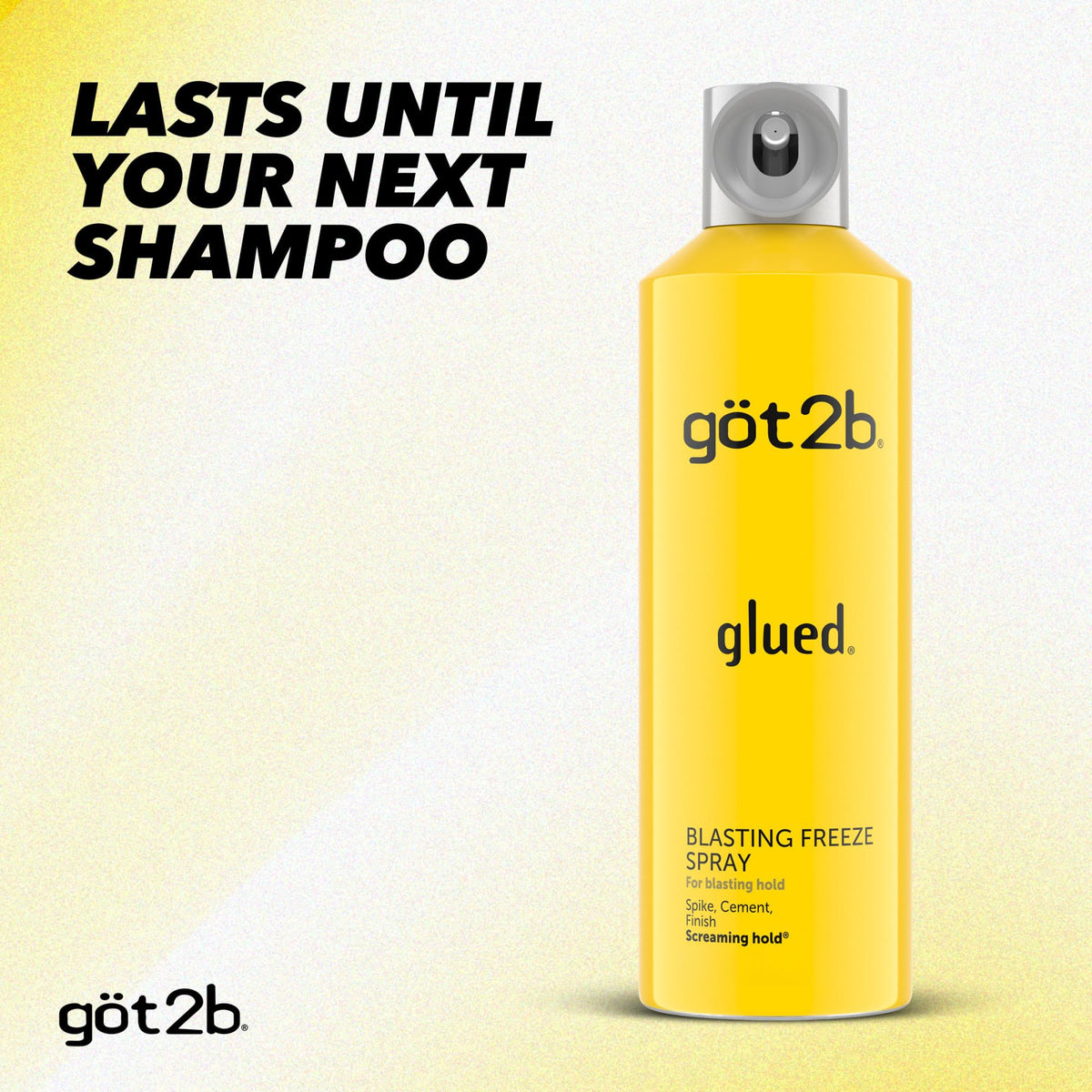 Got2B Glued Blasting Freeze Hair Spray 12 Fl Oz in use on styled hair