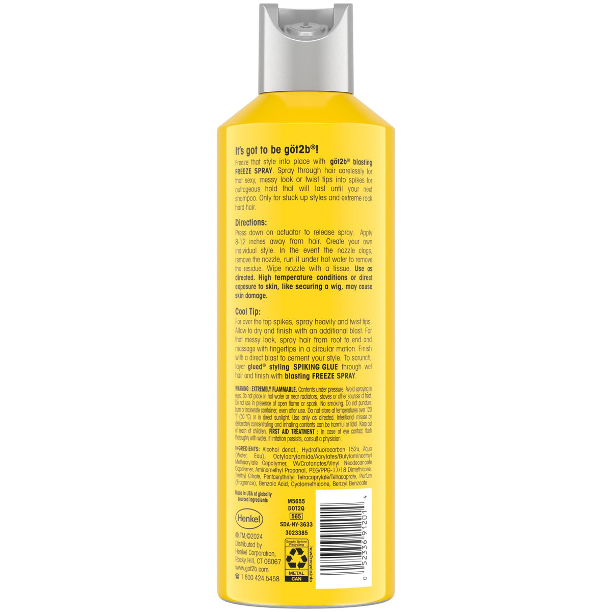 Got2B Glued Blasting Freeze Hair Spray 12 Fl Oz packaging details