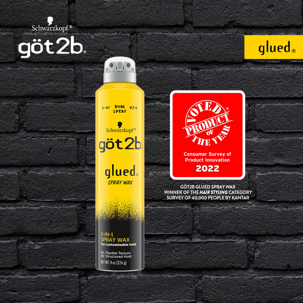 Got2B Glued Spray Wax 8 oz back view showing ingredients