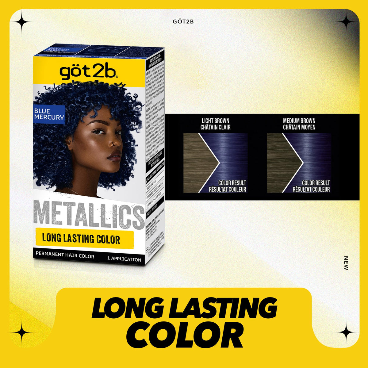 Got2B Metallics Blue Mercury hair dye application on hair