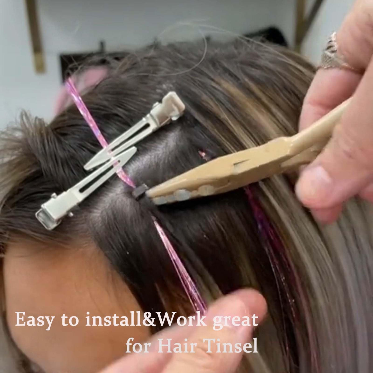 GOTDYA hair extension beads installation demonstration