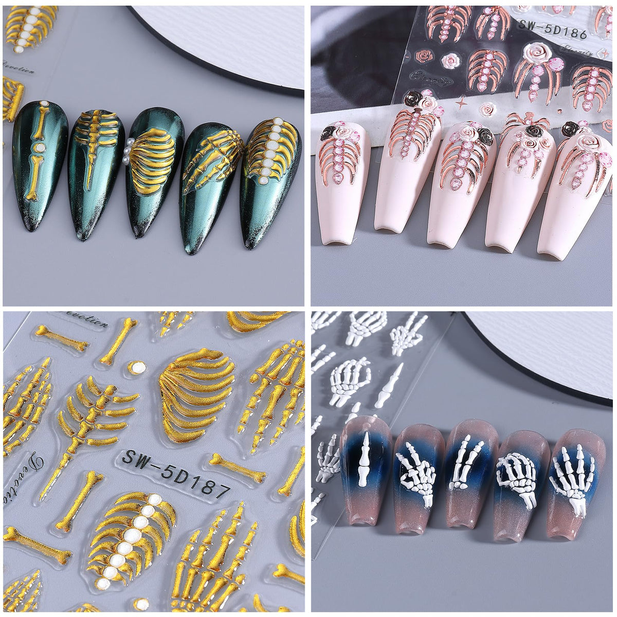 Gothic nail stickers applied to artificial nails