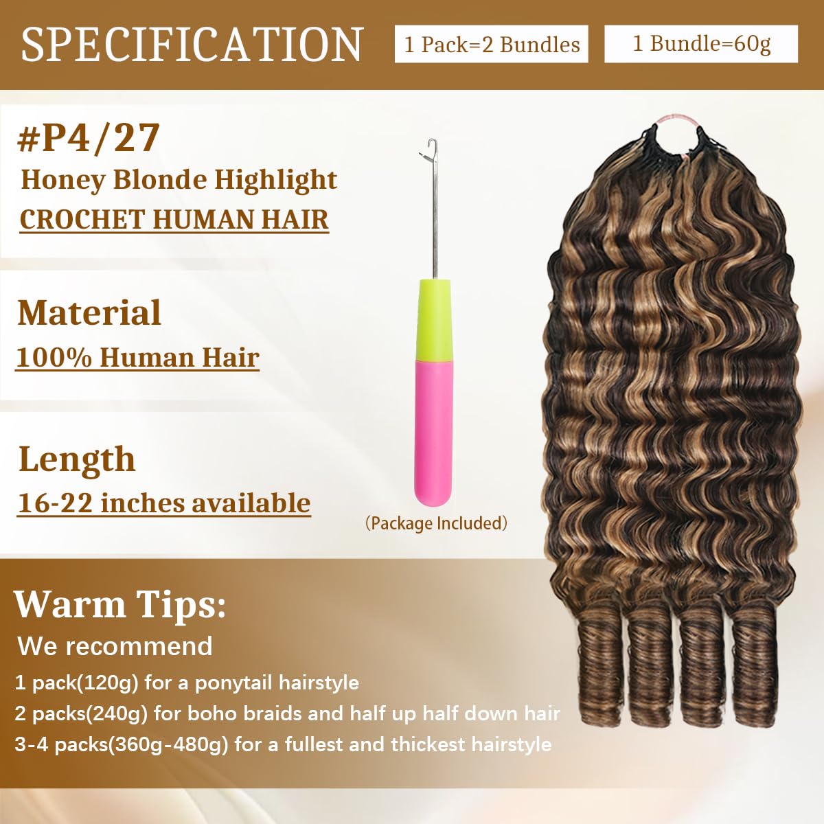 Goulus Burmese Curly Crochet Human Hair 120g close-up