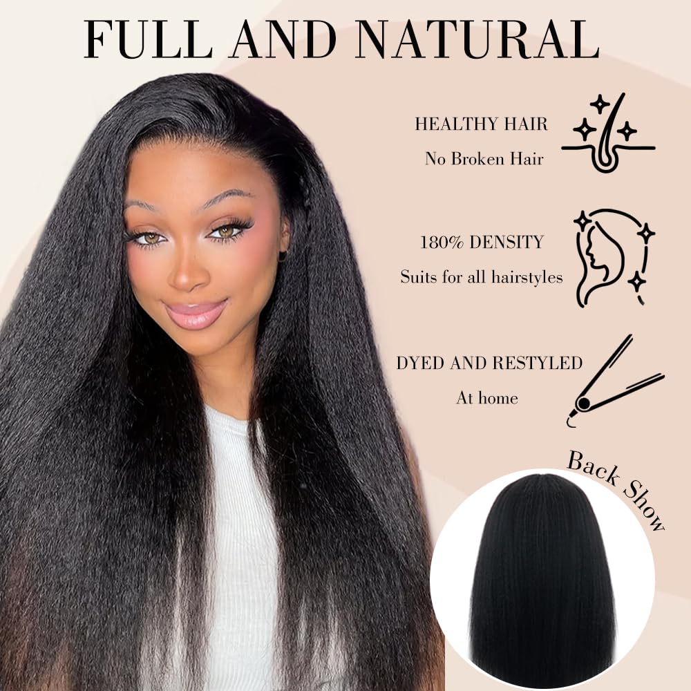 Goulus Kinky Straight V Part Wig displayed on a table