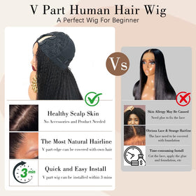 Goulus Kinky Straight V Part Wig with styling accessories