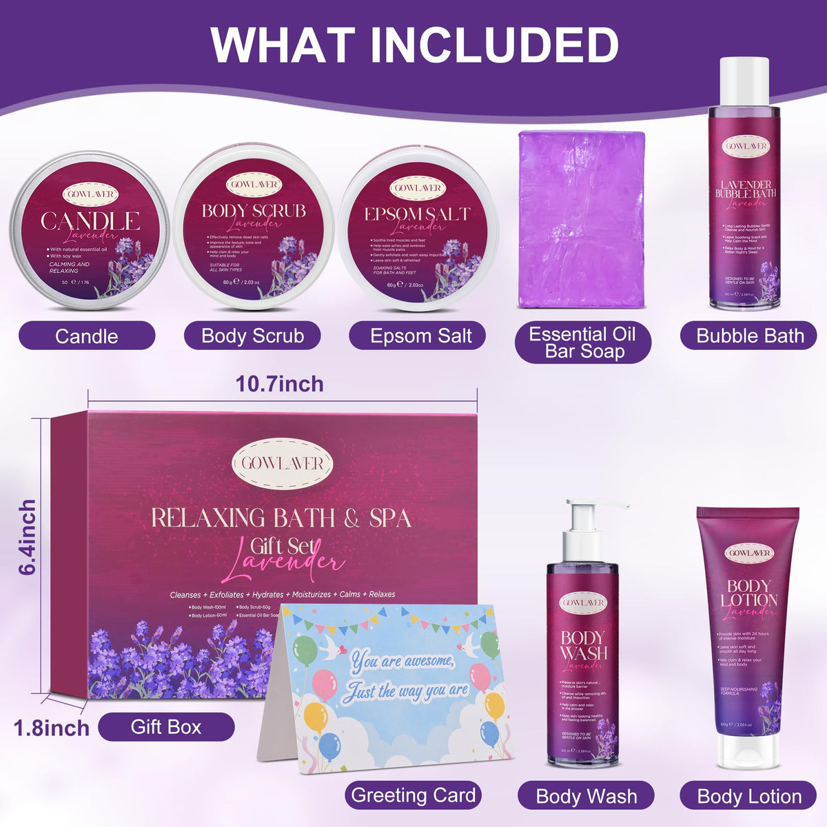 GOWLAVER Spa Gift Set displayed with all products