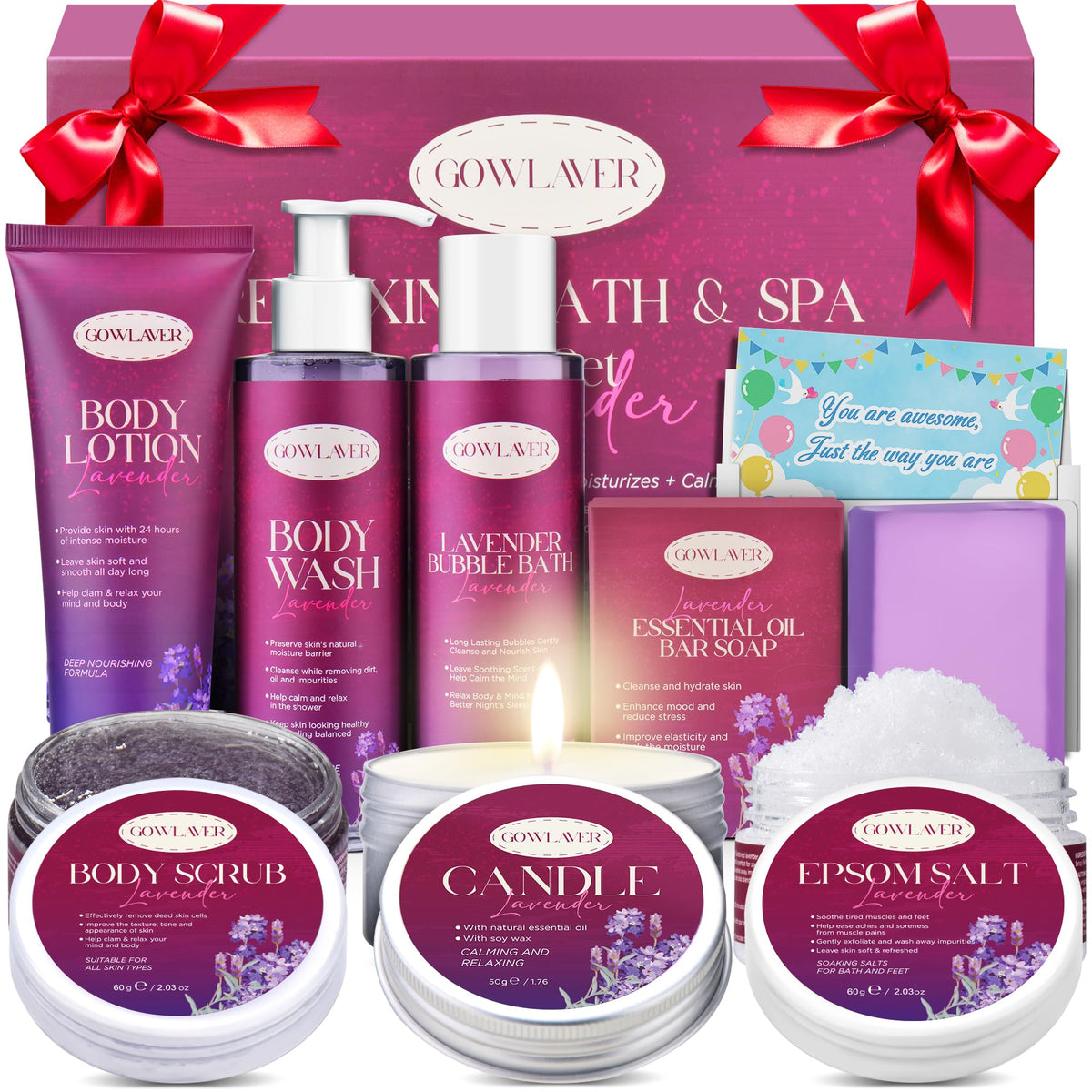 GOWLAVER Spa Gift Set with lavender body wash and scrub
